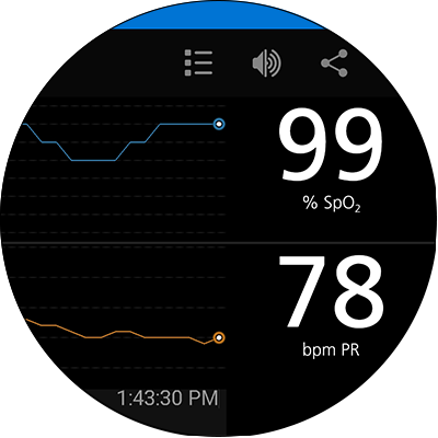 Screen shot of the Masimo Professional App.